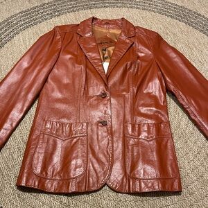 Vintage 1970s The Tannery Leather Jacket size 14T